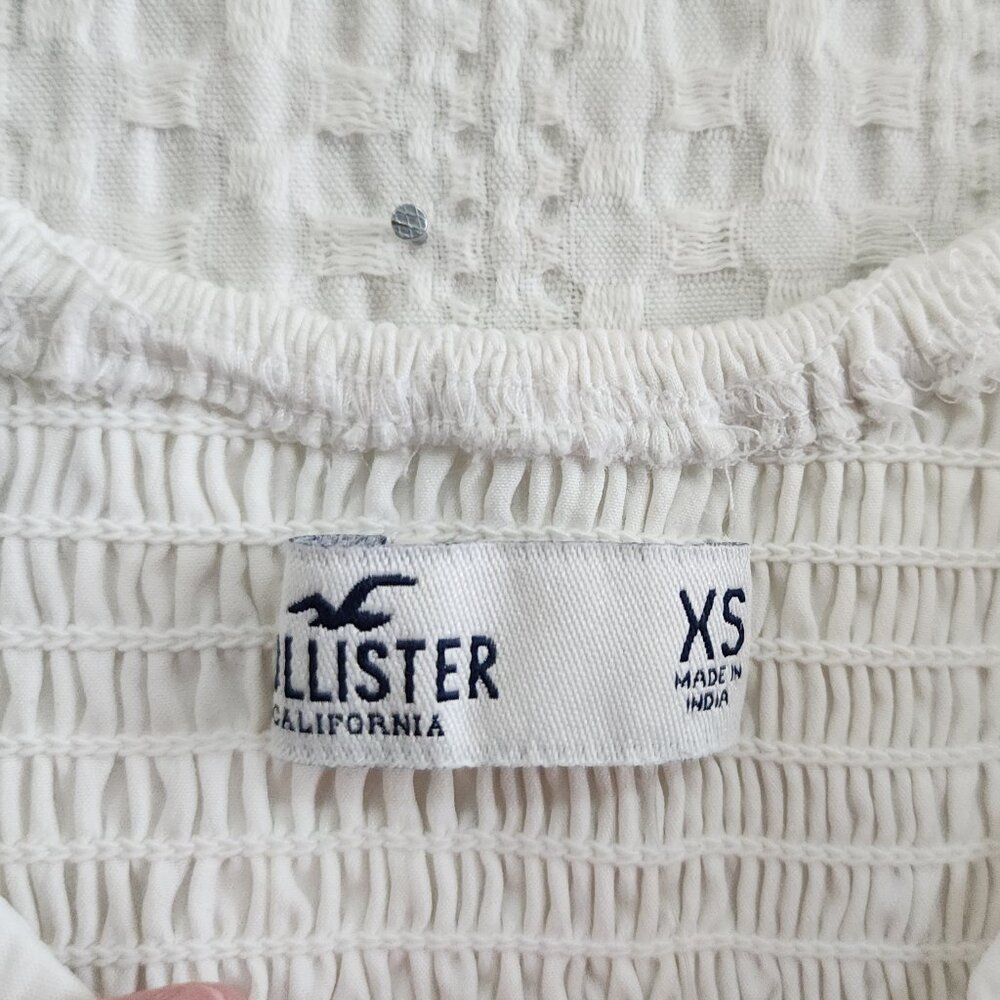 Hollister White Long Sleeve Smocked Back Crop Top Size X-Small NEW - Picture 9 of 12